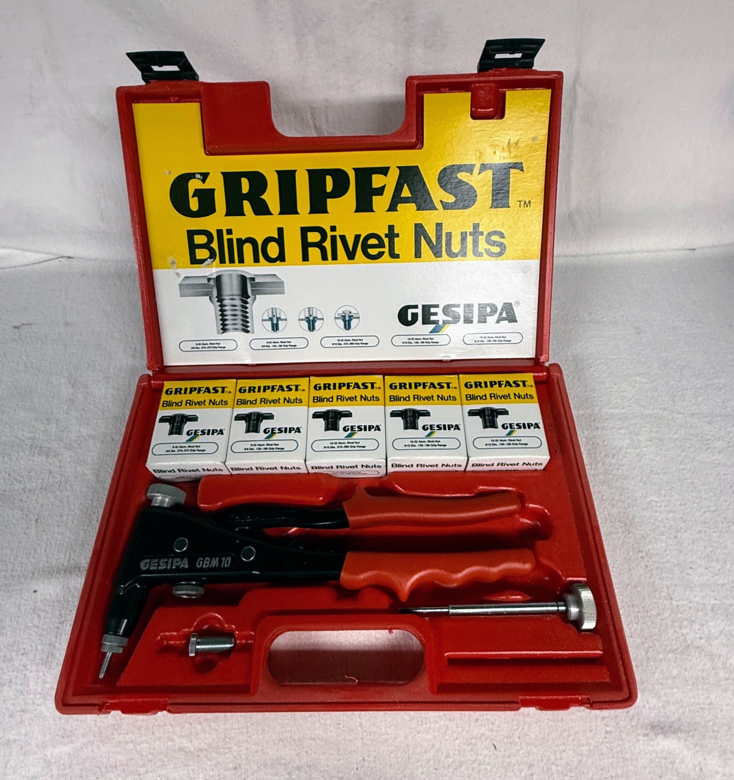 NEW Gesipa GBM-10 Gripfast Blind Rivet Gun Tool Kit