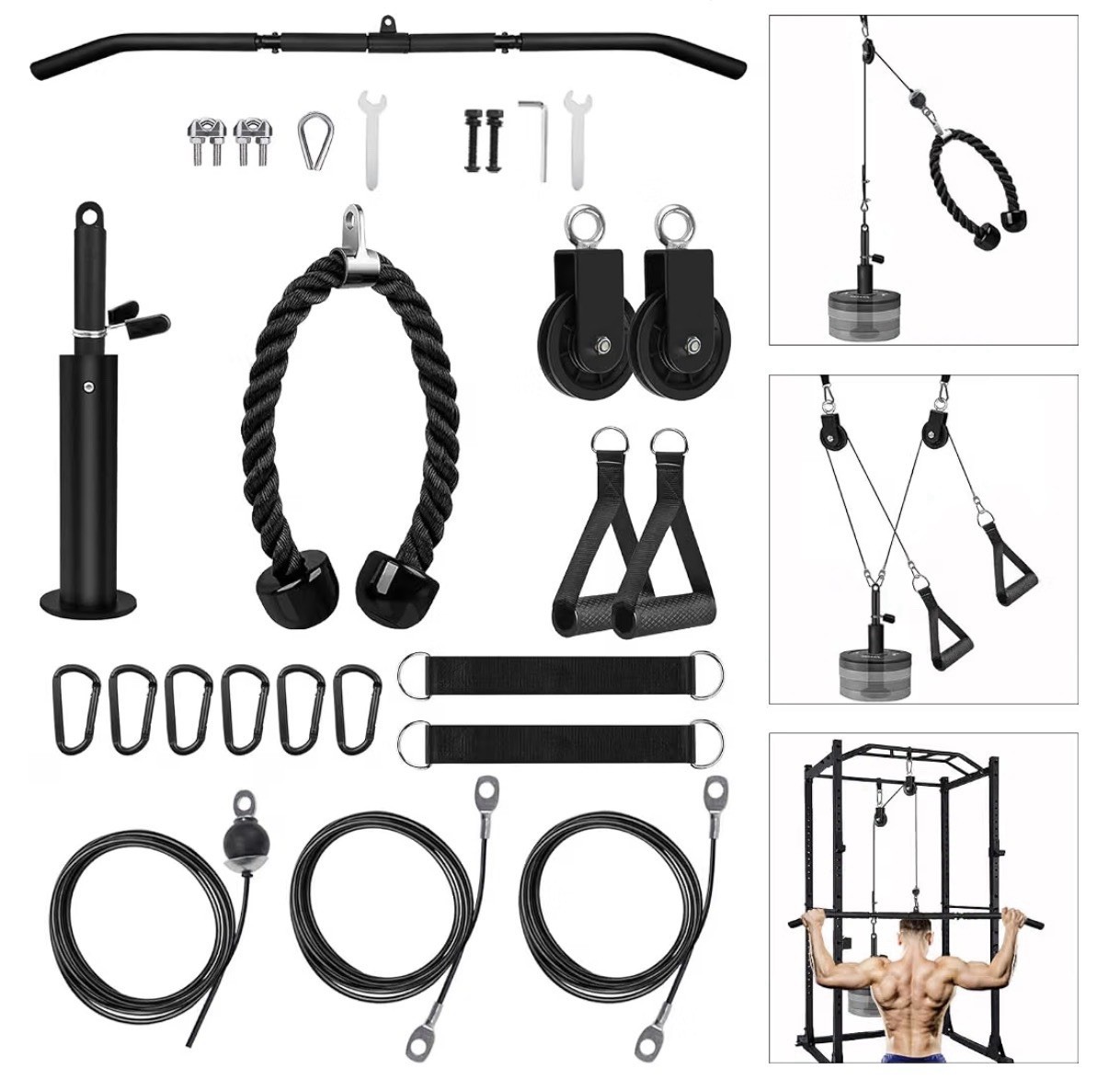 Fitness Cable LAT Pulley System Pull Down Machine Attachments Workout Equipment