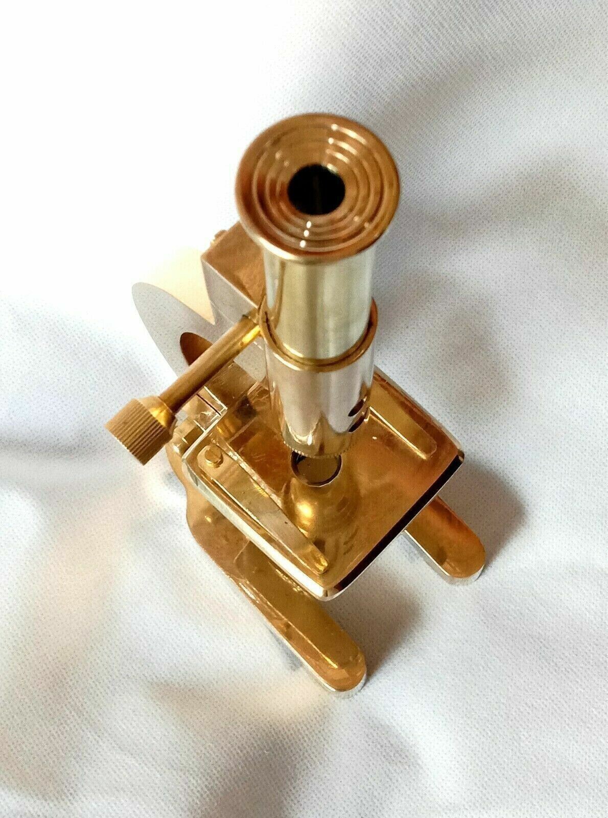 Antique Vintage Solid Brass Microscope Student Microscope 7 Inch