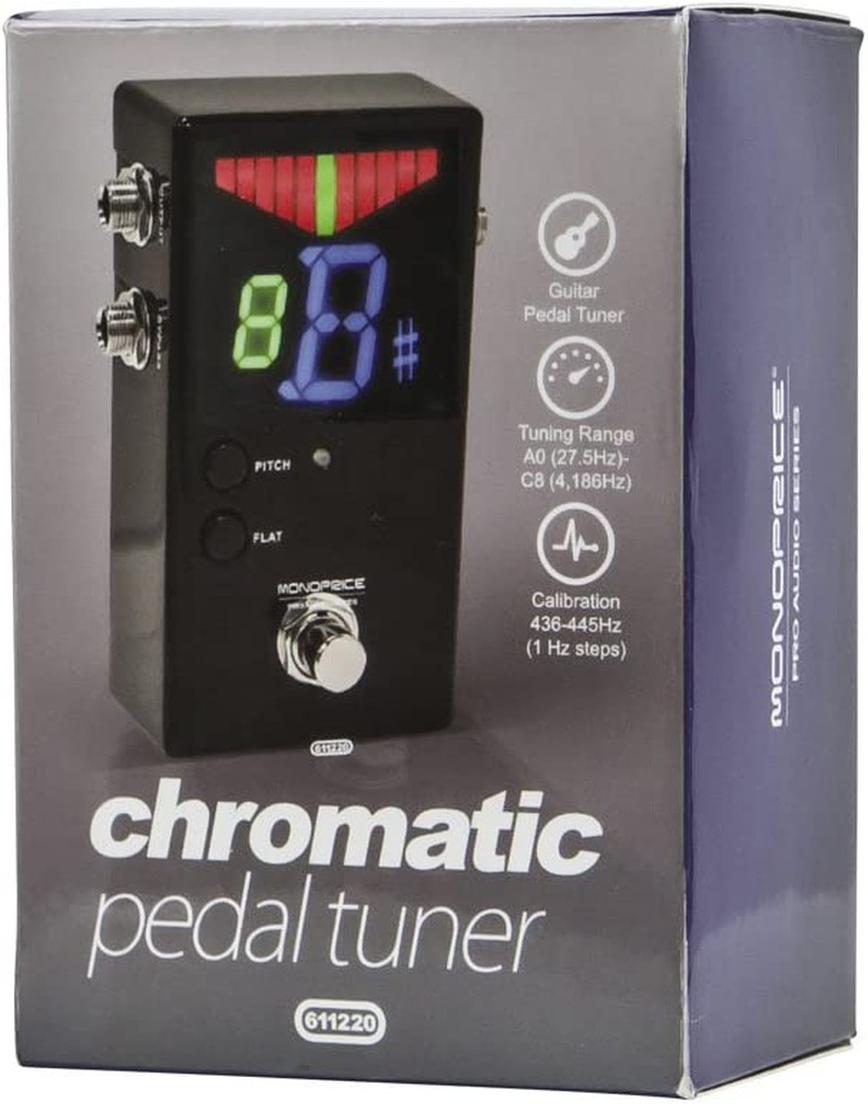 Chromatic Pedal Tuner - Black, Normal & True-Bypass Outputs, Easy to Tune Your B