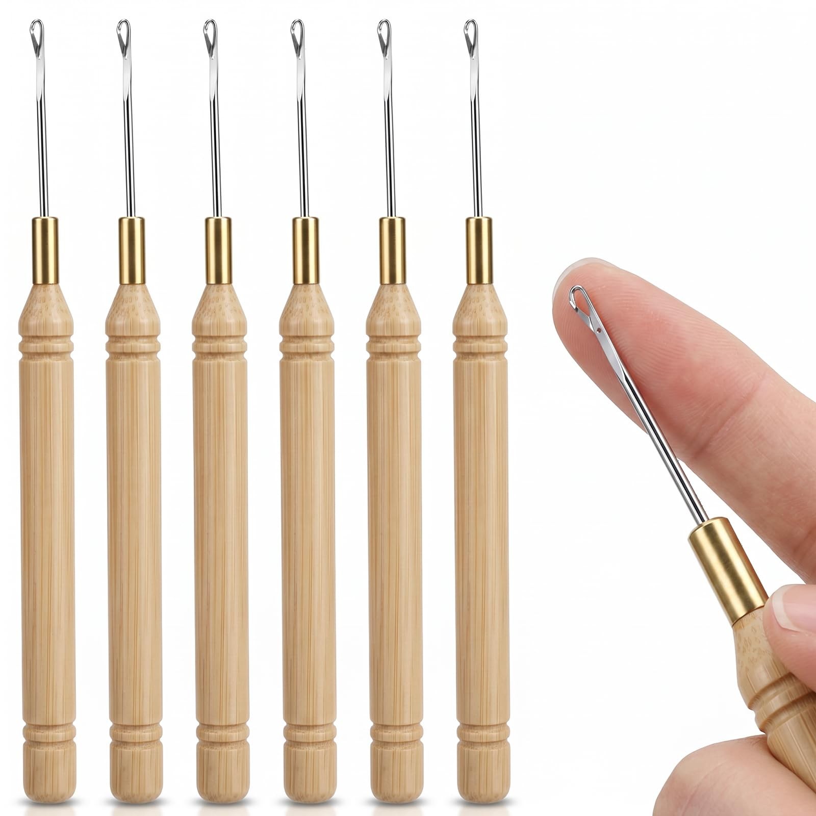 6 Pcs Hair Tinsel Tool, Crochet Hooks for Hair, Crochet Needles for Hairs, Sm...