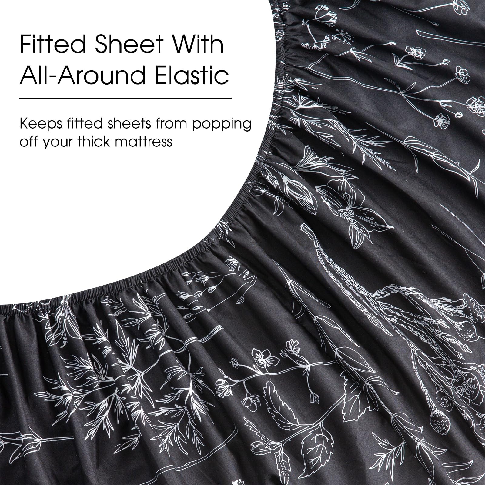 Black Sheets Queen,Deep Pocket Sheets, 1800 Thread Count Pattrn Bed Sheets So...