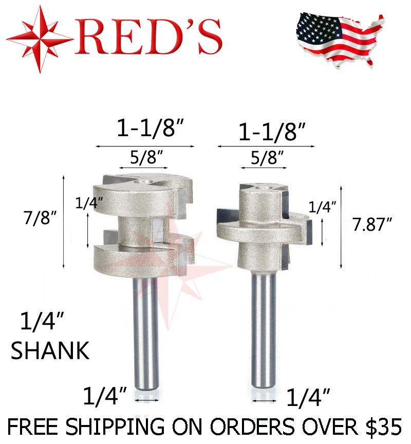 Tideway Carbide Pro LC17070404 1/4X1/4 Tongue + Groove set 1/4" shank router bit