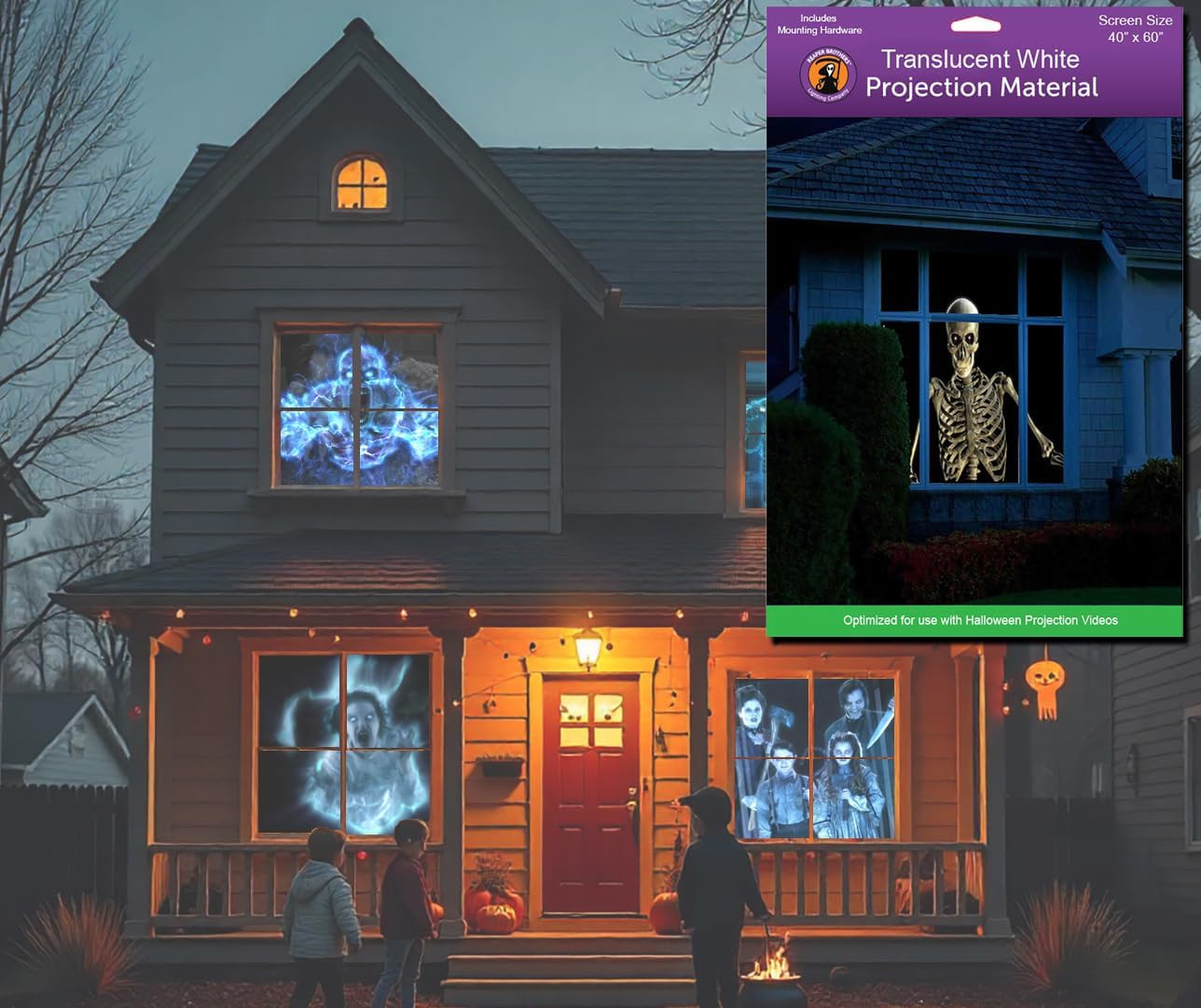 Holographic Rear Projection Screen with Mounting Hardware for Projecting Hallowe