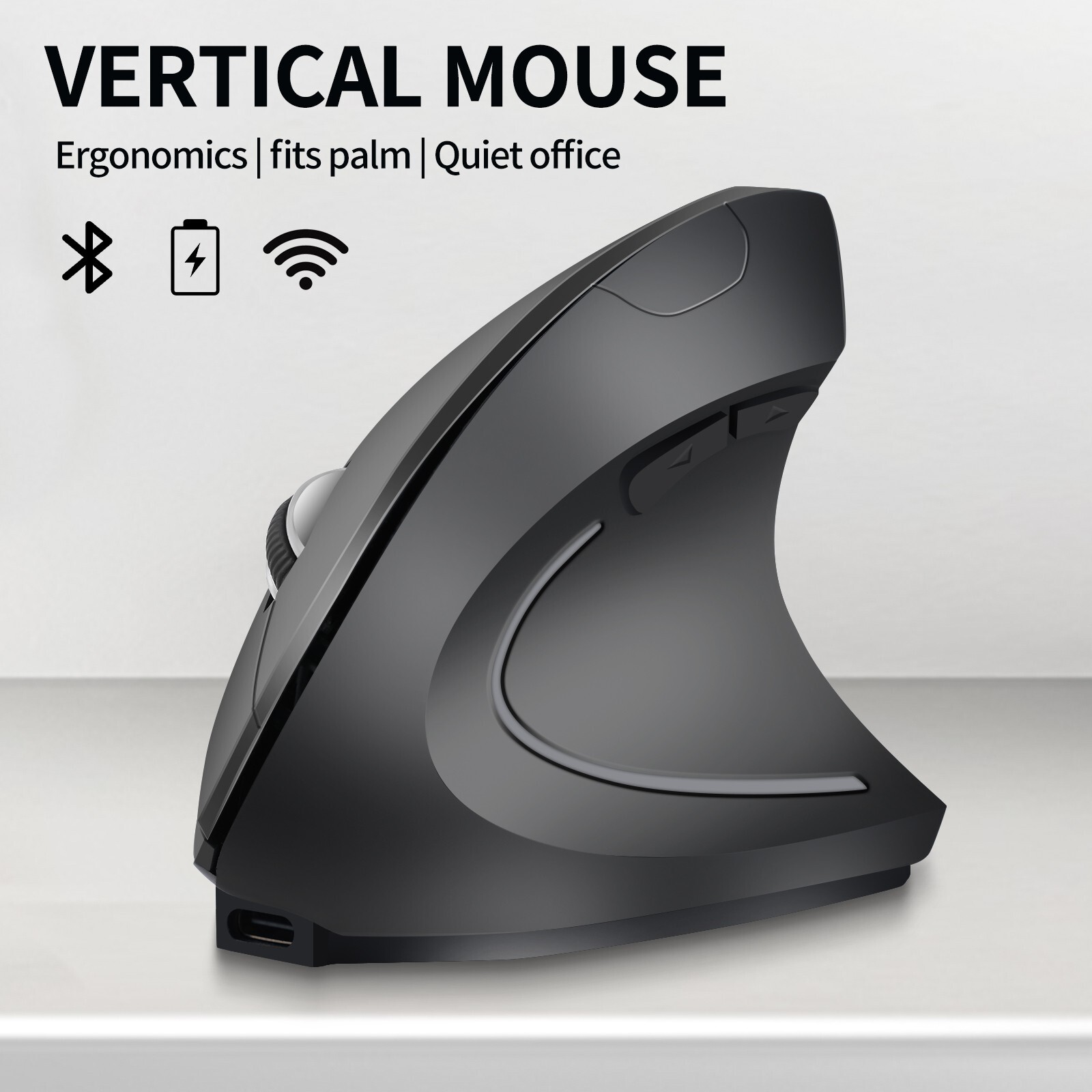 Ergonomic Vertical Wireless Rechargeable Mouse - Comfortable, Efficient, and Pre