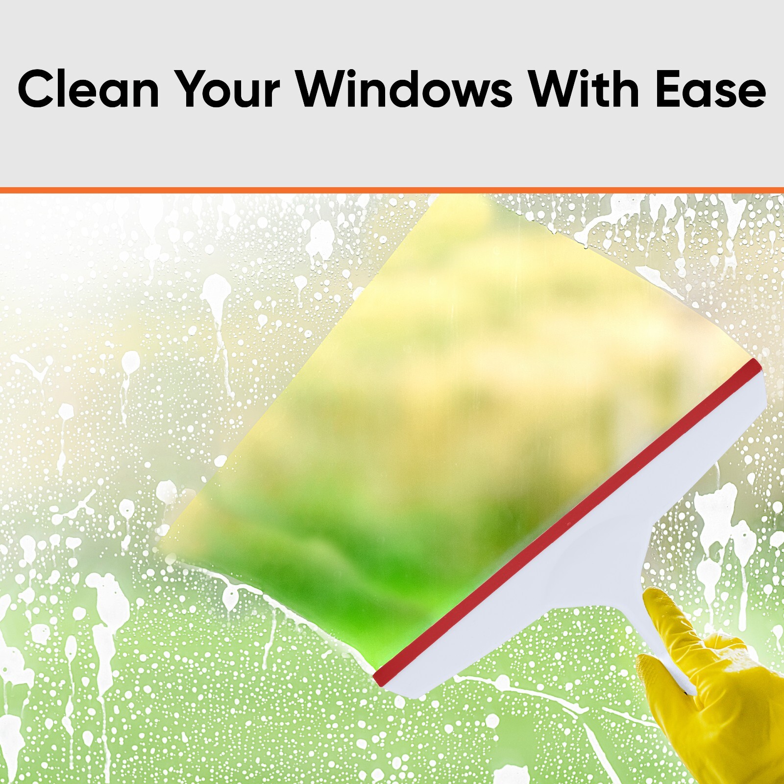 Superio 10" & 6" Window Rubber Squeegee with Hanging Loop, 2 pack Red