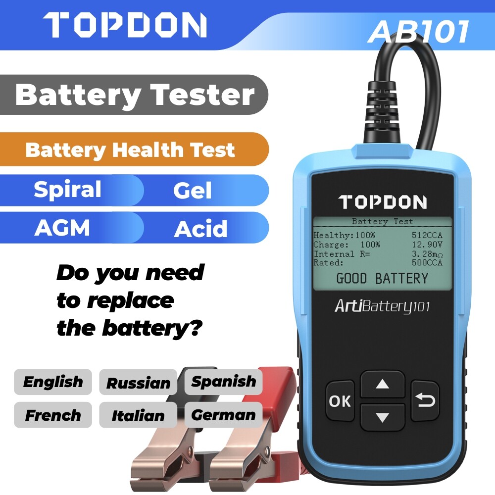 TOPDON AB101 12V Car Load Ripple Battery Tester Digital Analyzer Tester Tool LCD