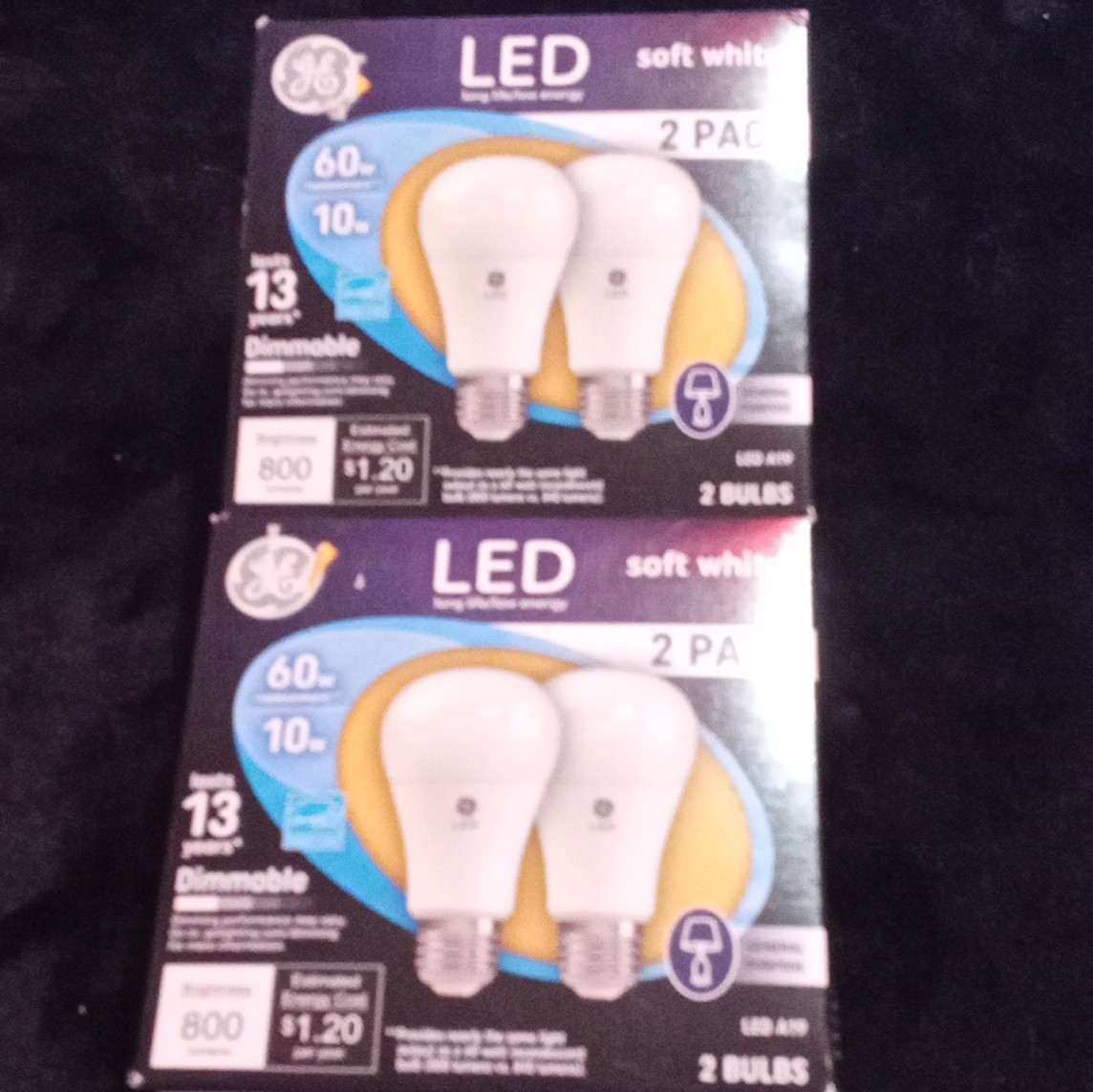 2x 2 GE Lighting Dimmable LED Soft White Light Bulb 10-Watt 60 W replacement