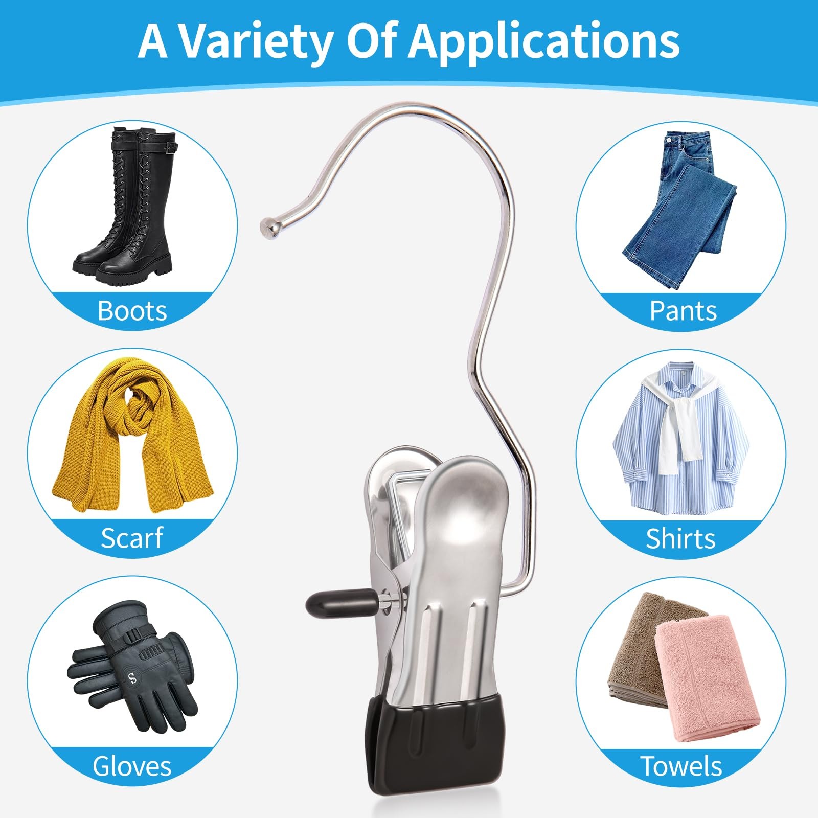 30 Pack Heavy Hanger Clips for Closet, Laundry Hooks Hanging Black