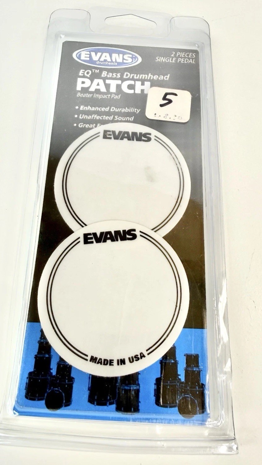 Evans EQ Bass Drumhead Patch Clear Plastic