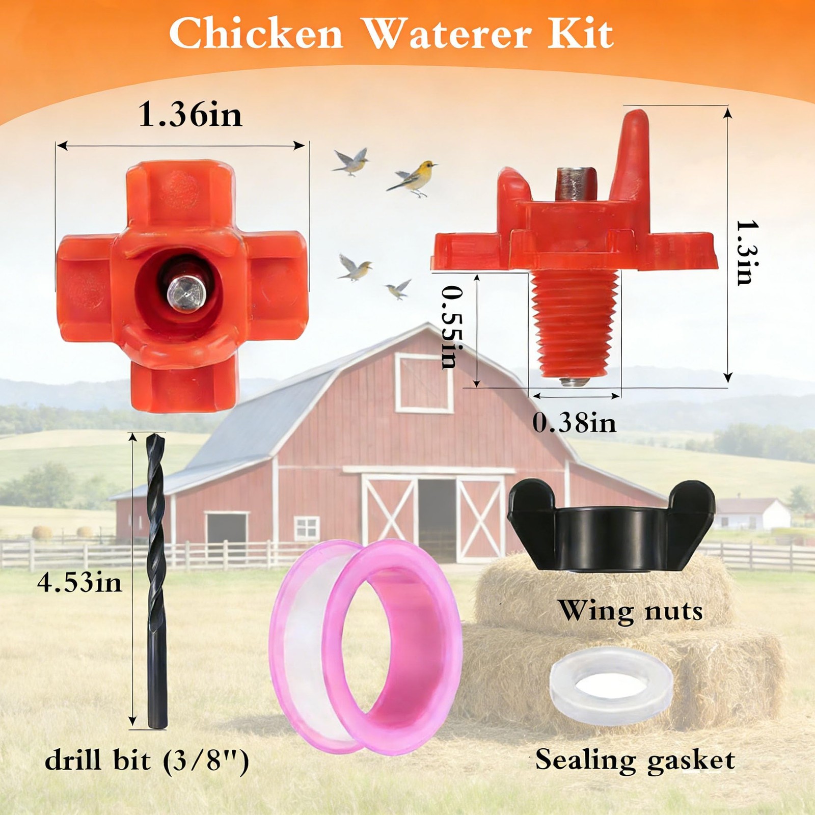 10 Pack Horizontal Side Mount Automatic Chicken Waterer Nipples for Poultry Coop