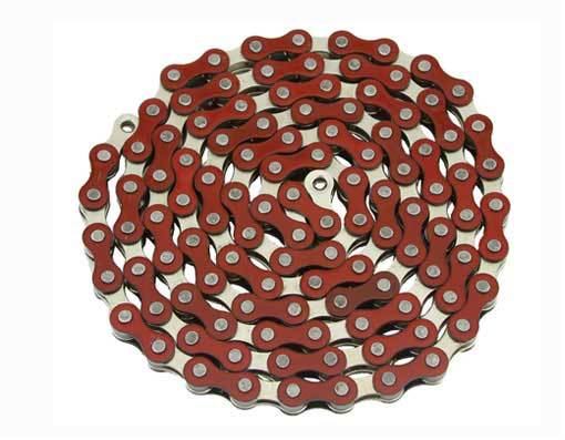 BICYCLE CHAIN 1/2 X 1/8 X 112 LINKS RED/CHROME BMX BEACH CRUISER NEW