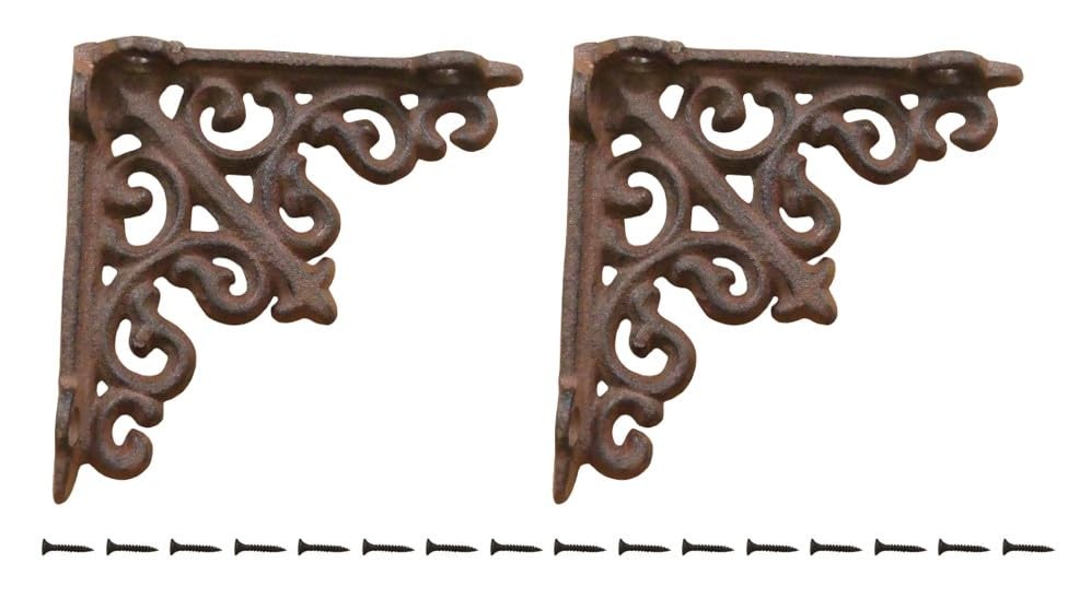 2 Antique Style Shelf Brace Wall Bracket Cast Iron Brackets Small 3 3/4" X 3 ...