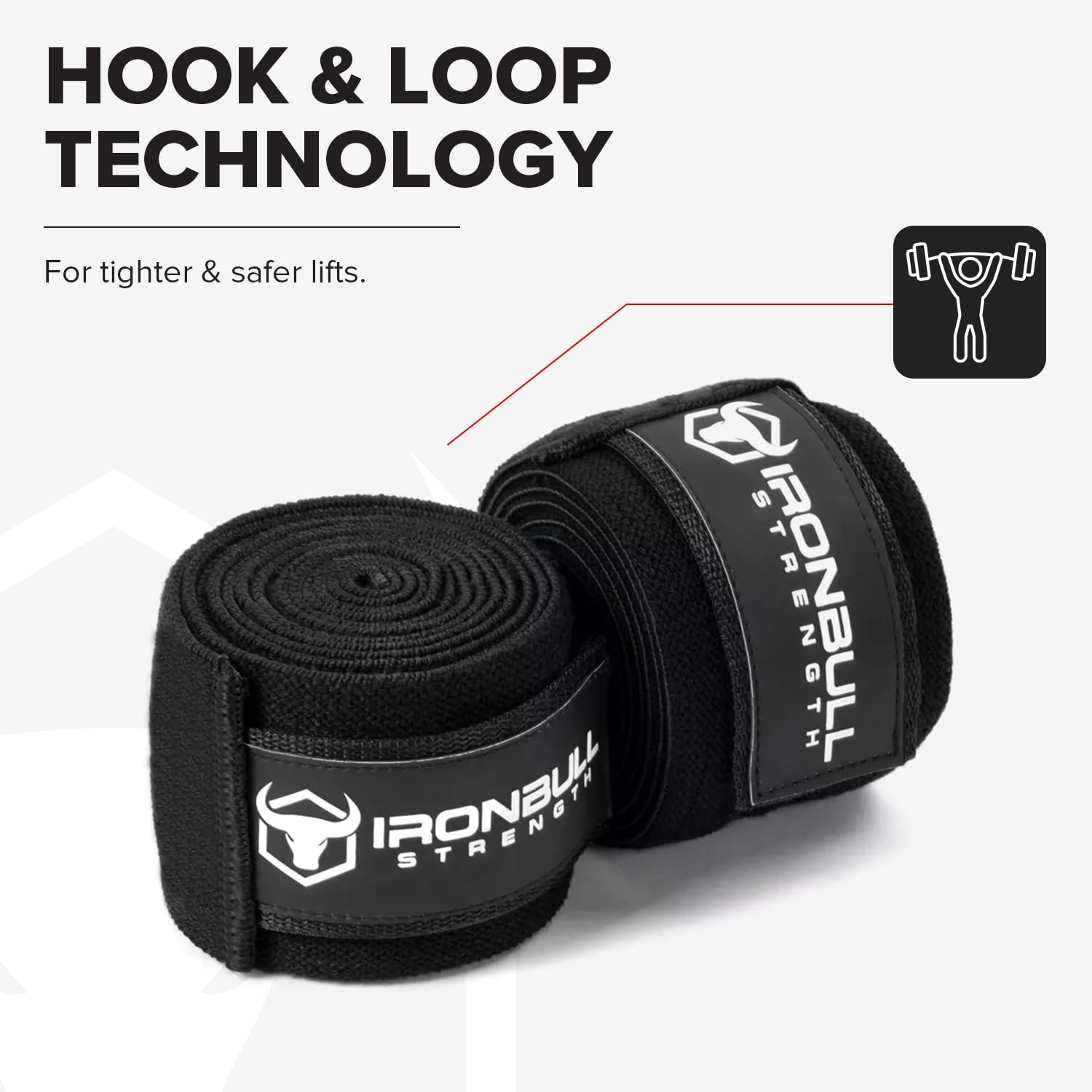 Knee Wraps for Weightlifting - 80" Elastic Straps One Size, Black