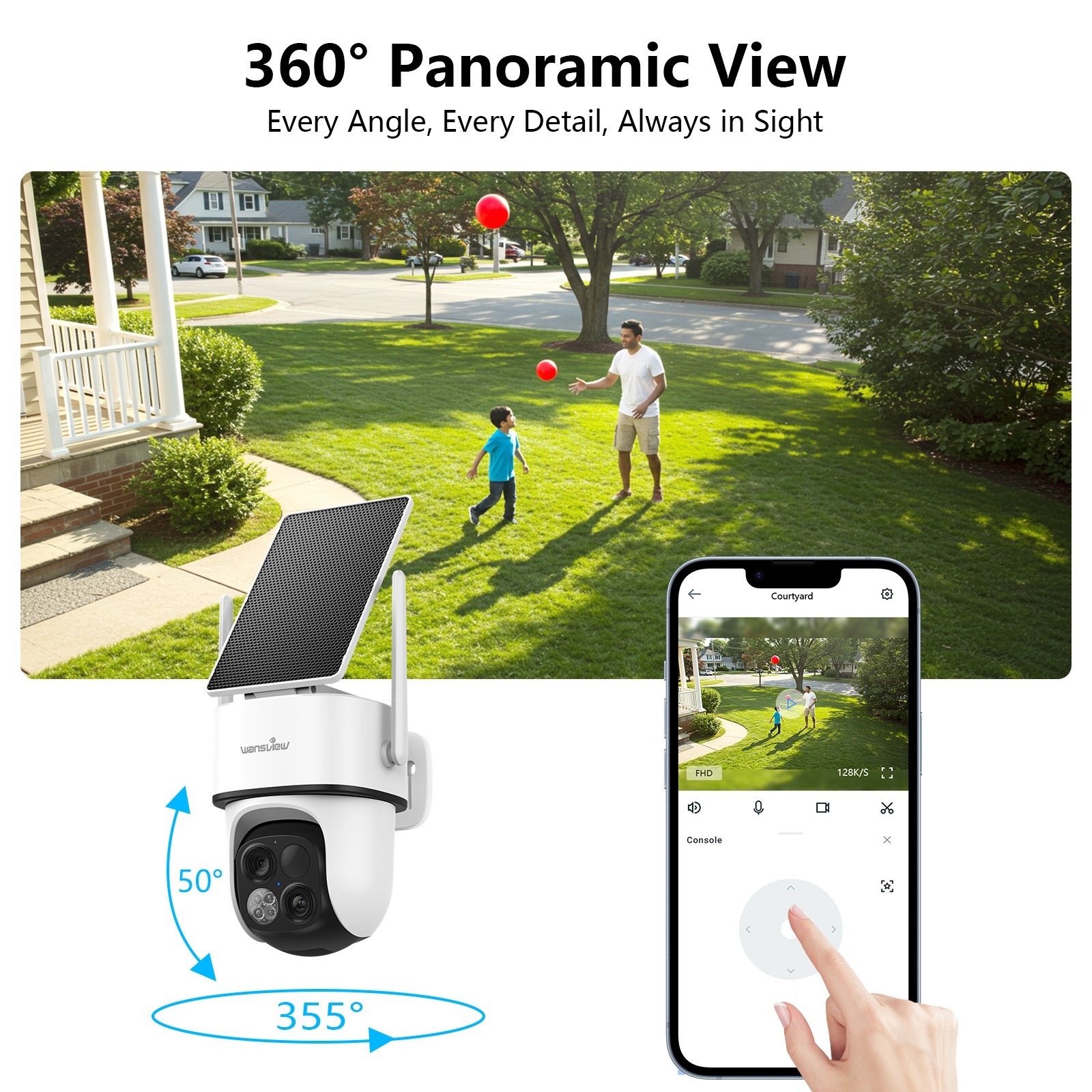 Wansview Solar Security Camera Wireless Outdoor Surveillance Ai Detection 2-pack