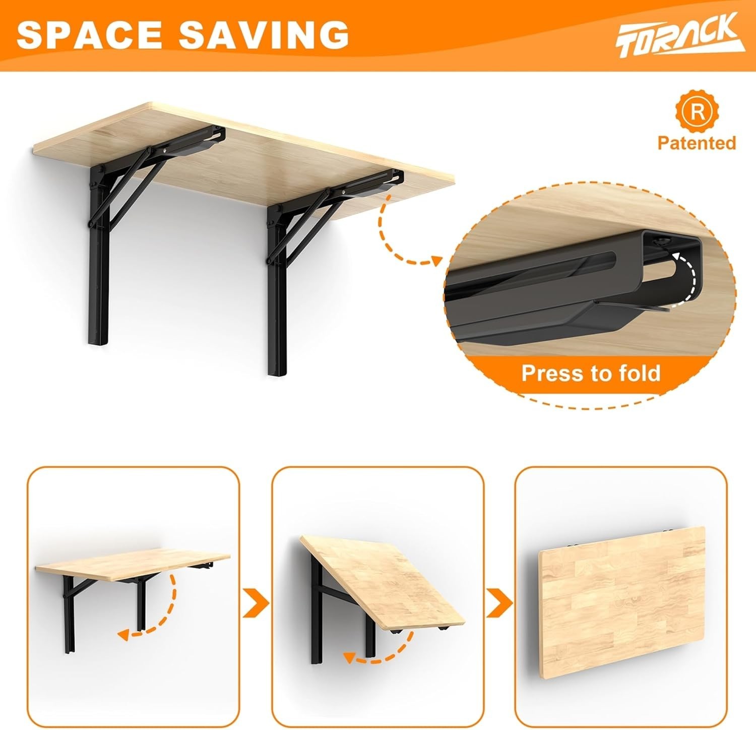 Heavy Duty Wall Mounted Folding Workbench, Space-Saving Collapsible Table 32x18"