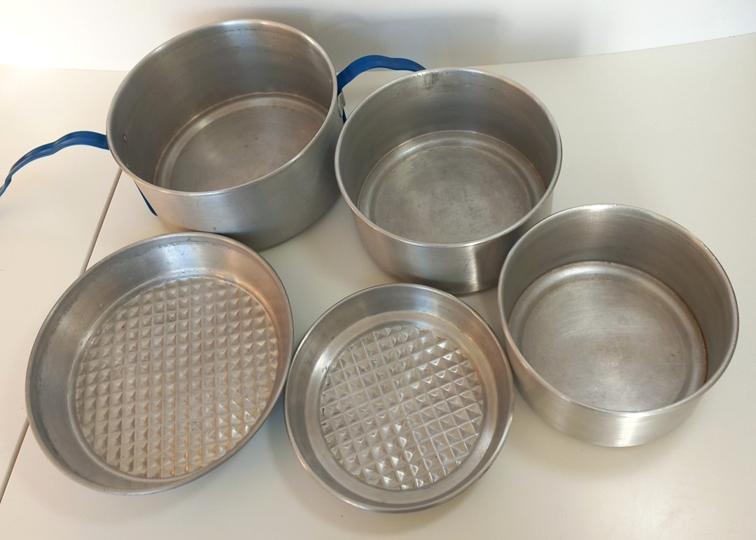 Vintage Mess Kit Aluminium Pots Camping Nesting Set 3