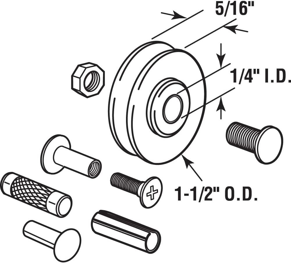 1-1/2 In. Patio Door Roller Replacement Kit 2 Pack
