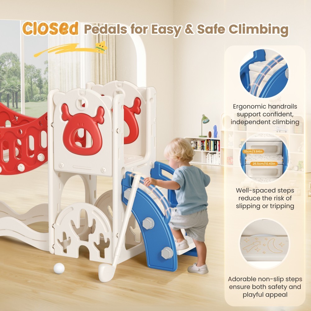 Kids Slide Climber Playset 8-in-1Toddler Large Slide Indoor & Outdoor Drawing