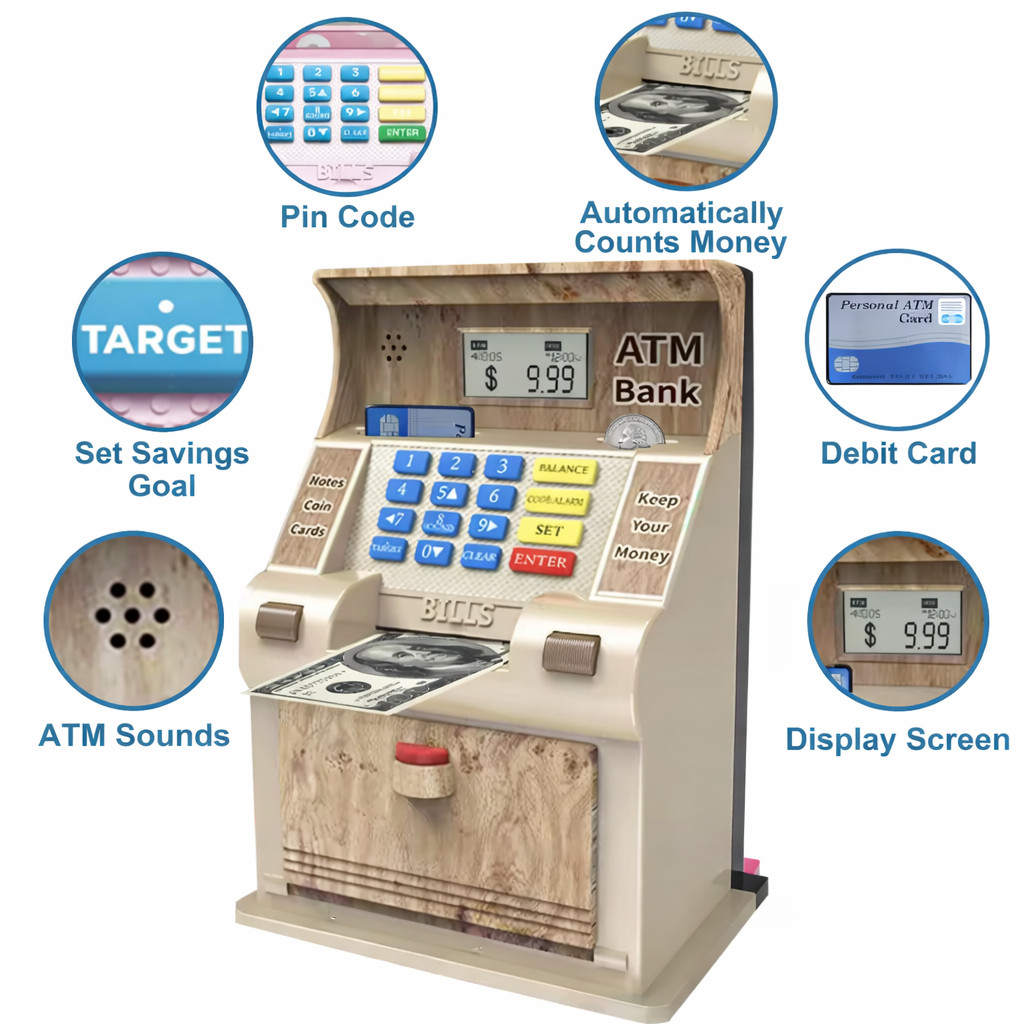 ATM Piggy Bank Kids Money Bank Electronic Saving Box Adult Coin Cash Machine