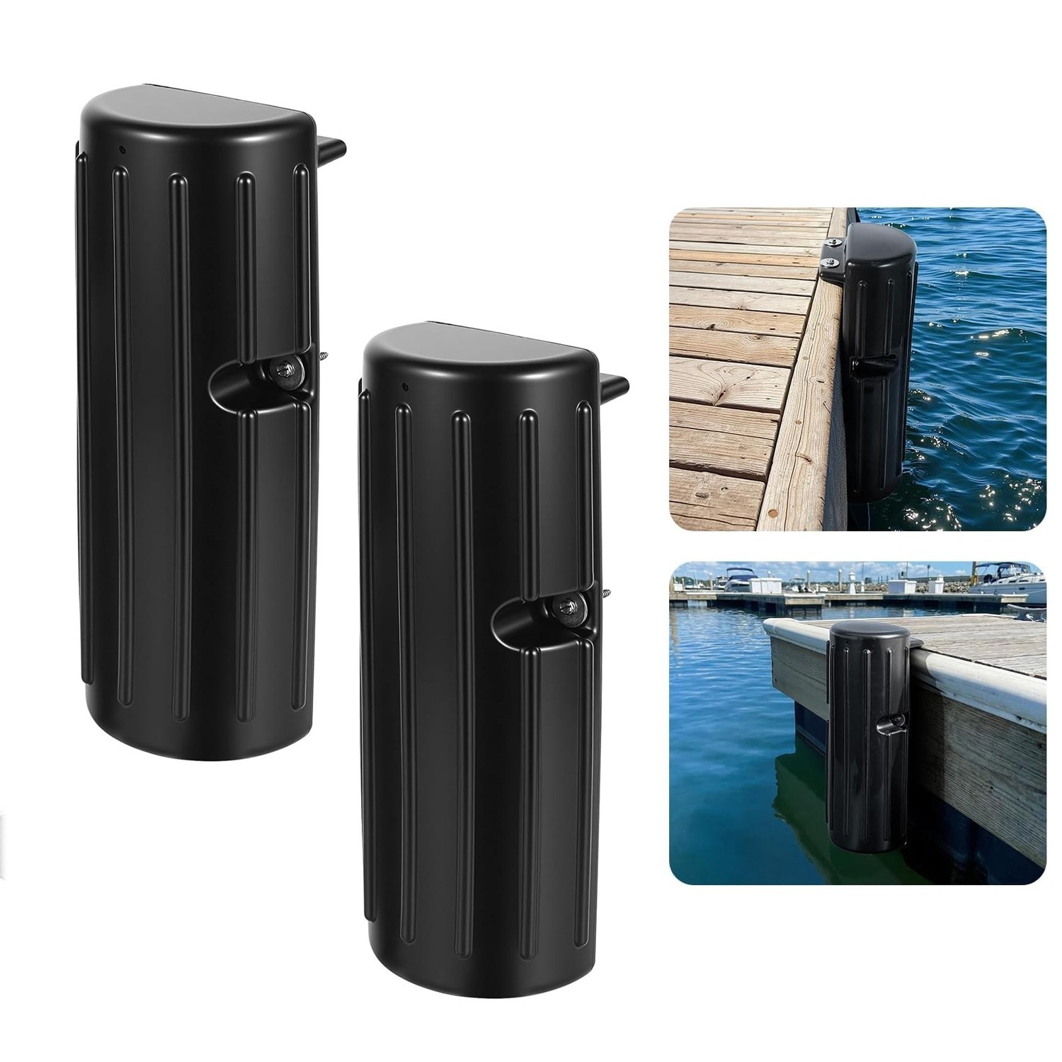 2x Dock Bumper Fender, Boat Dock Bumpers for Edge or Side, Marine Fender Guard