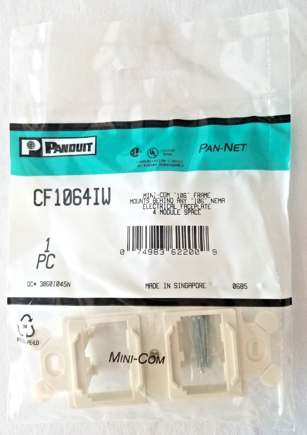 CF1064IW Panduit 106 Frame 4-Port - Off White