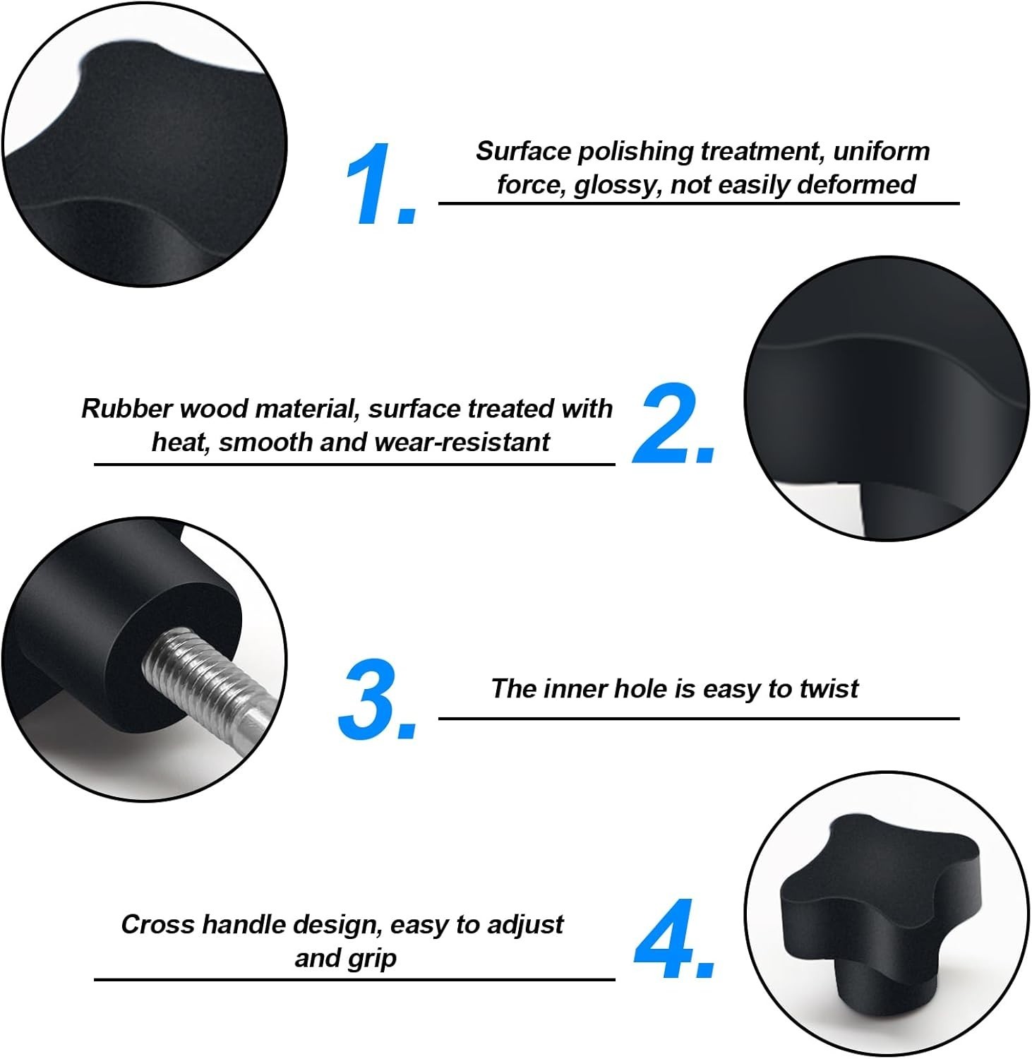 2PCS Rollator Walker Replacement Knob M6 Track Bolt Adjustment