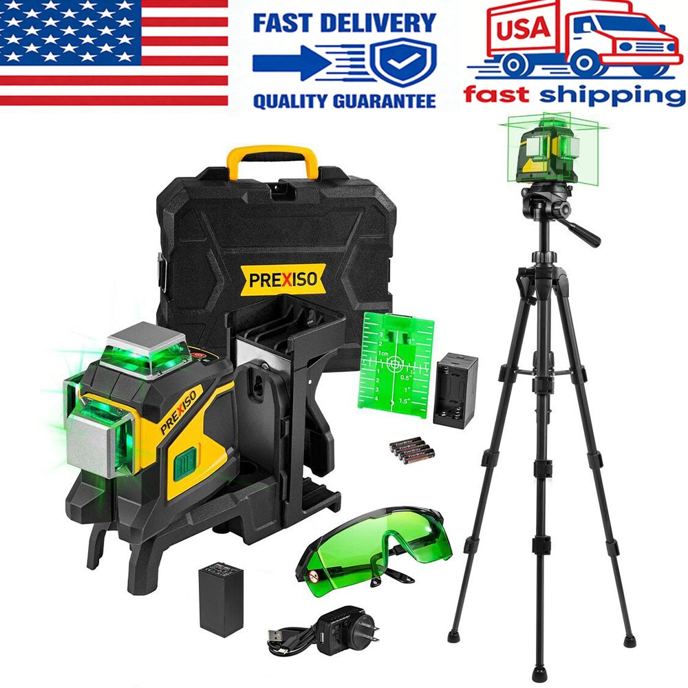 PREXISO 360° Self Leveling Laser Level 100 Ft Green Lazer Leveler Rechargeable