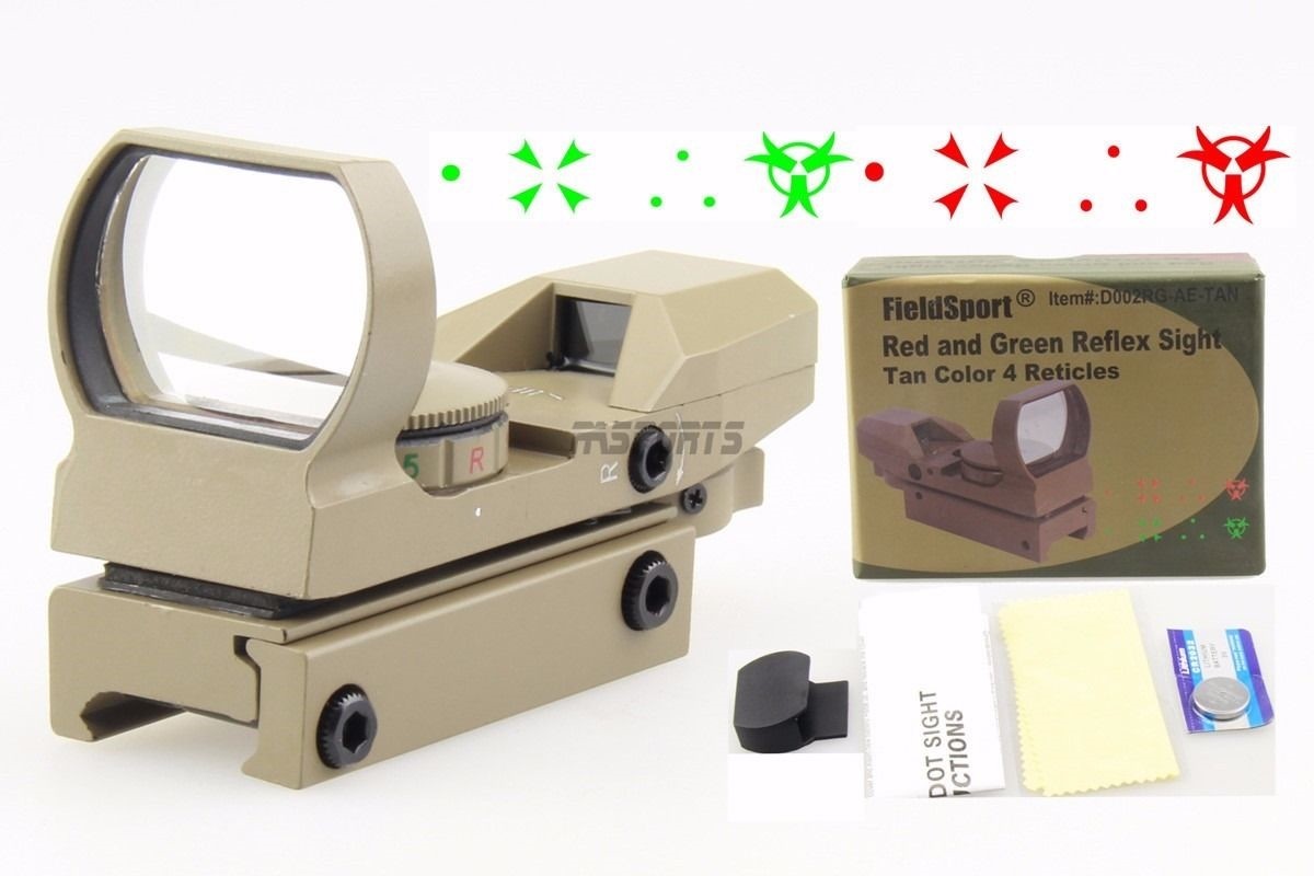 Field Sport Reflex Red/Green Dot Sight w/4 Reticles Metal Scope TAN