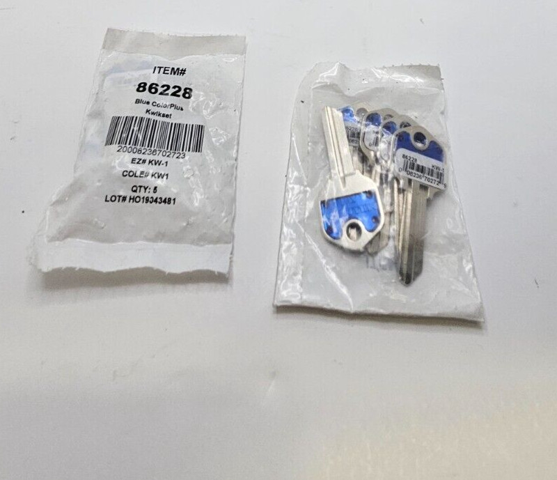 (QTY 10) Hillman KW1 Key Blanks Color Plus Blue Kwikset Keys 86228