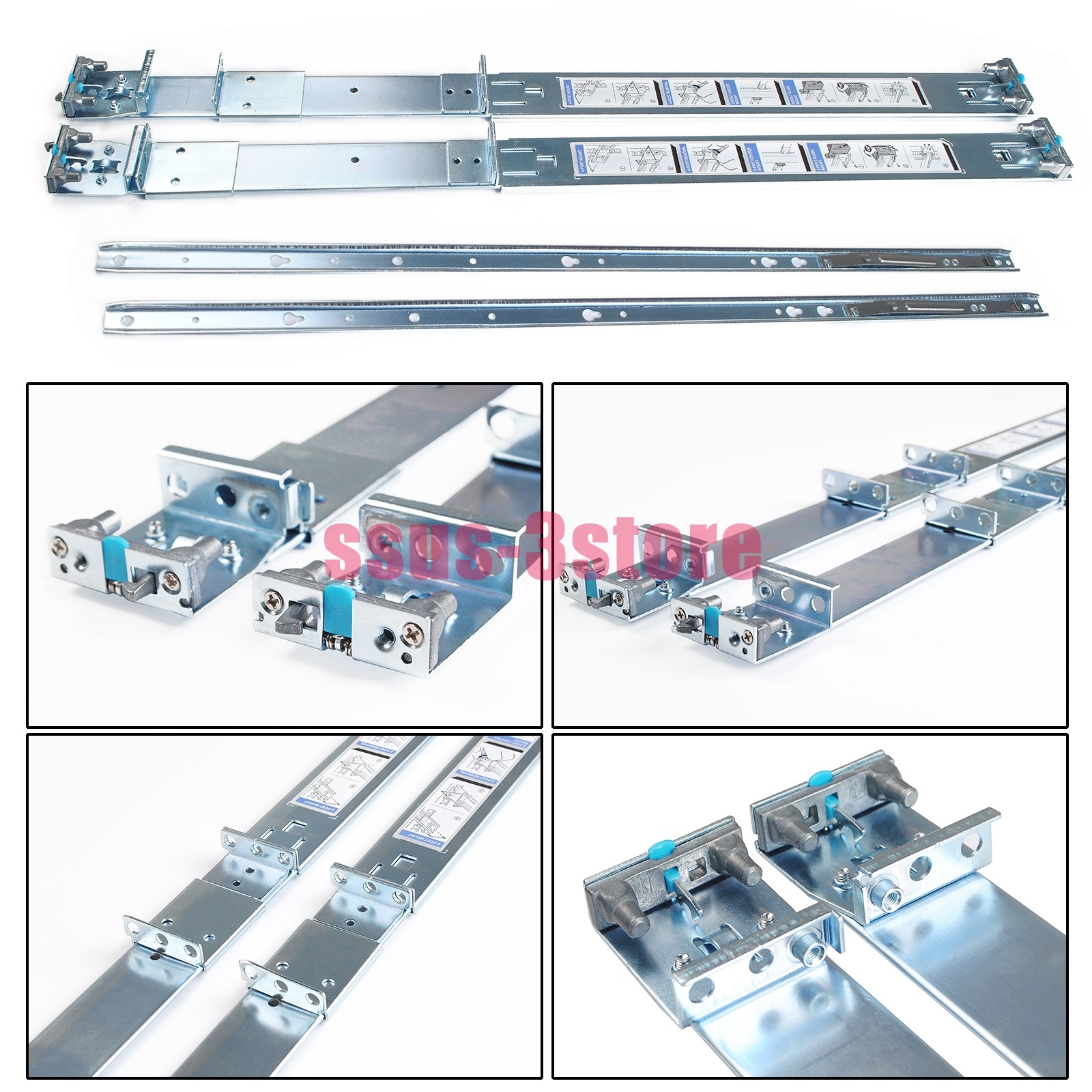 1U Static Ready Rails Kit 053D7M For Dell R410 R420 R630 R440 R640 R740 R6415