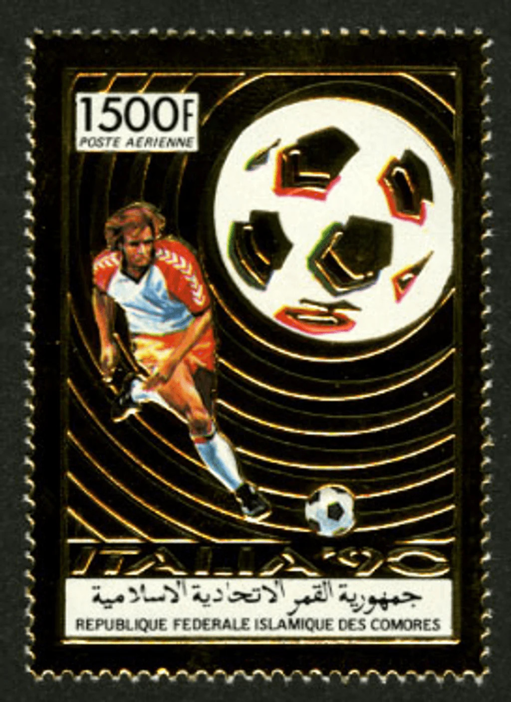 Comoros Stamps 1989 Perf Football World Cup Italia 90 GOLD Series N° 927 bl 32