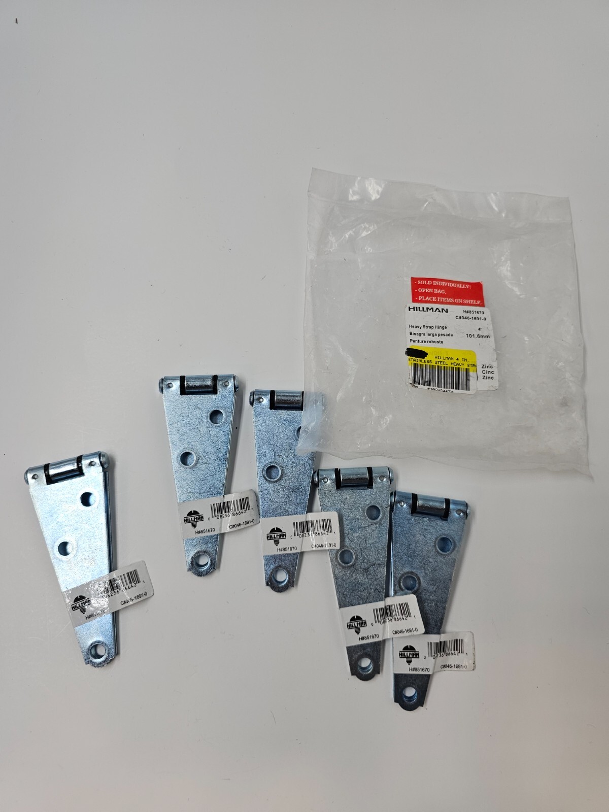 (pack of 5)  Hillman 851670  Heavy Strap Hinges  4"