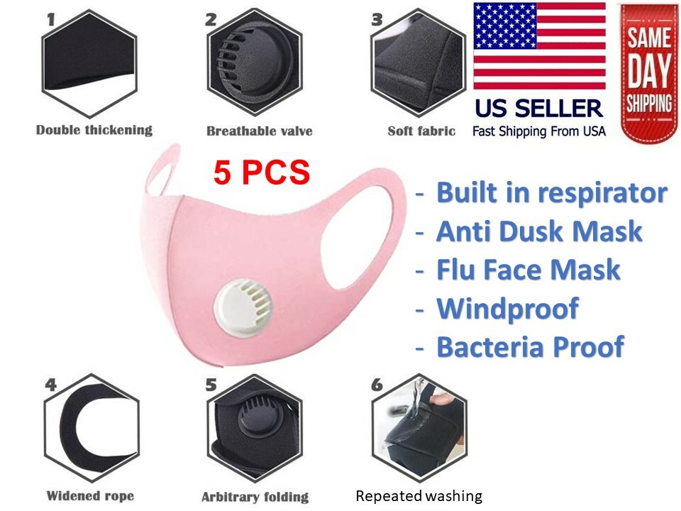 1PCS or 3PCS Respirator Filter Pink Face Fashion Mask Washable Reusable Unisex