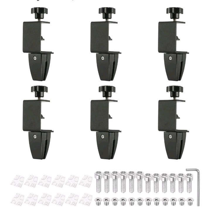6Pcs Adjustable Desk Divider Partition Clips, Sneeze Guard Support,Black