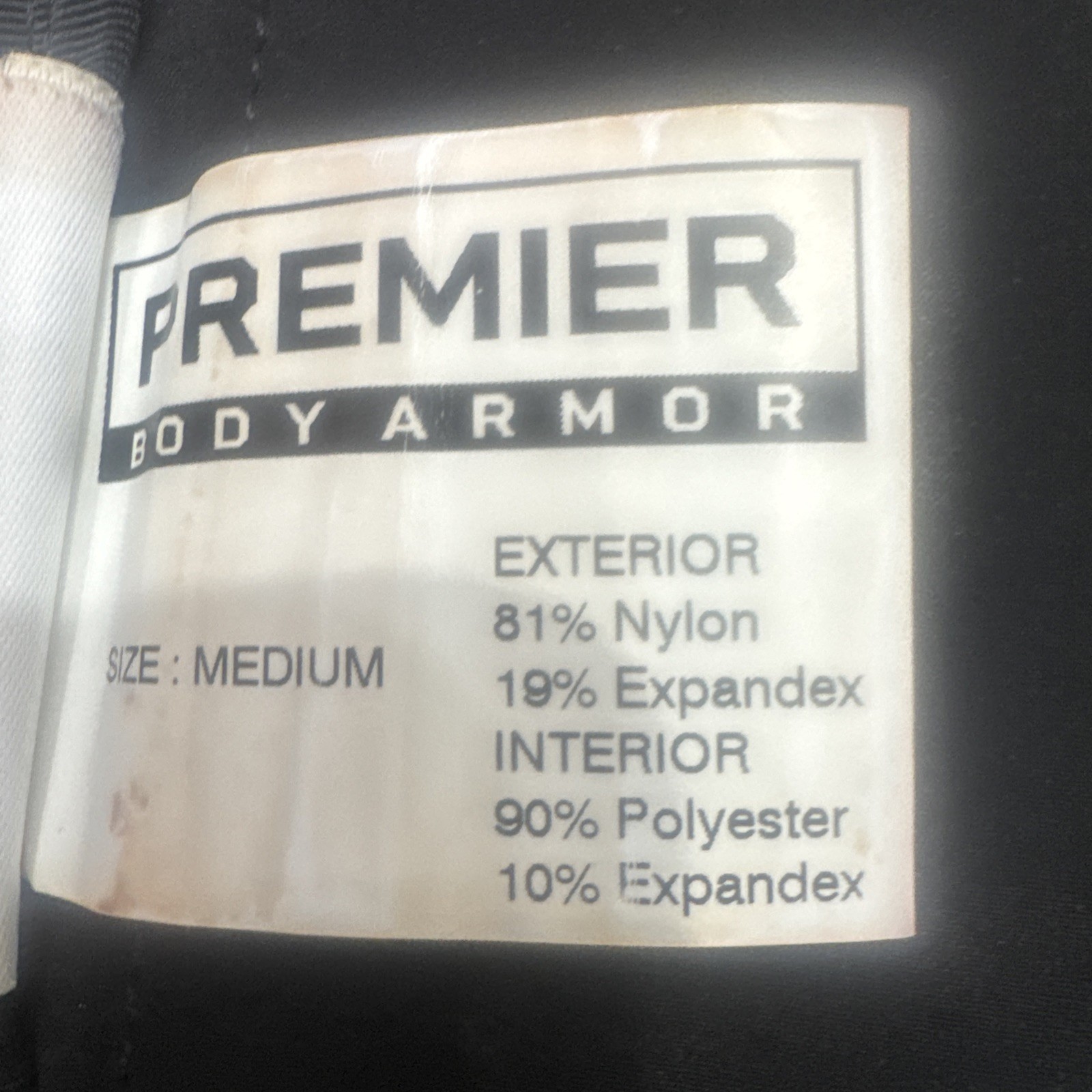 Medium Premier Body Armor Executive Concealment Soft Plate Carrier Side Zip