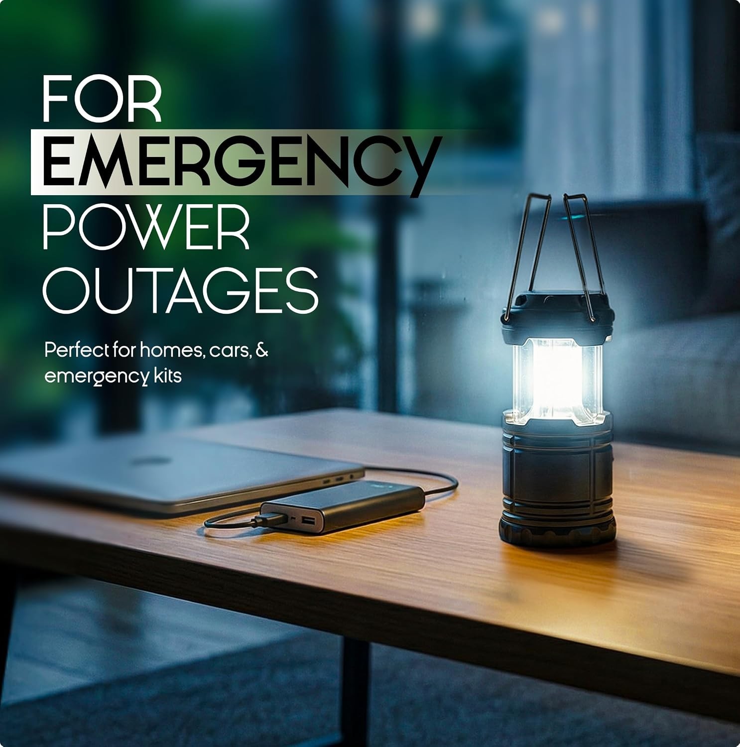 LED Camping Lantern Flashlight, Battery Powered, 300 Lumens, 2-Pack
