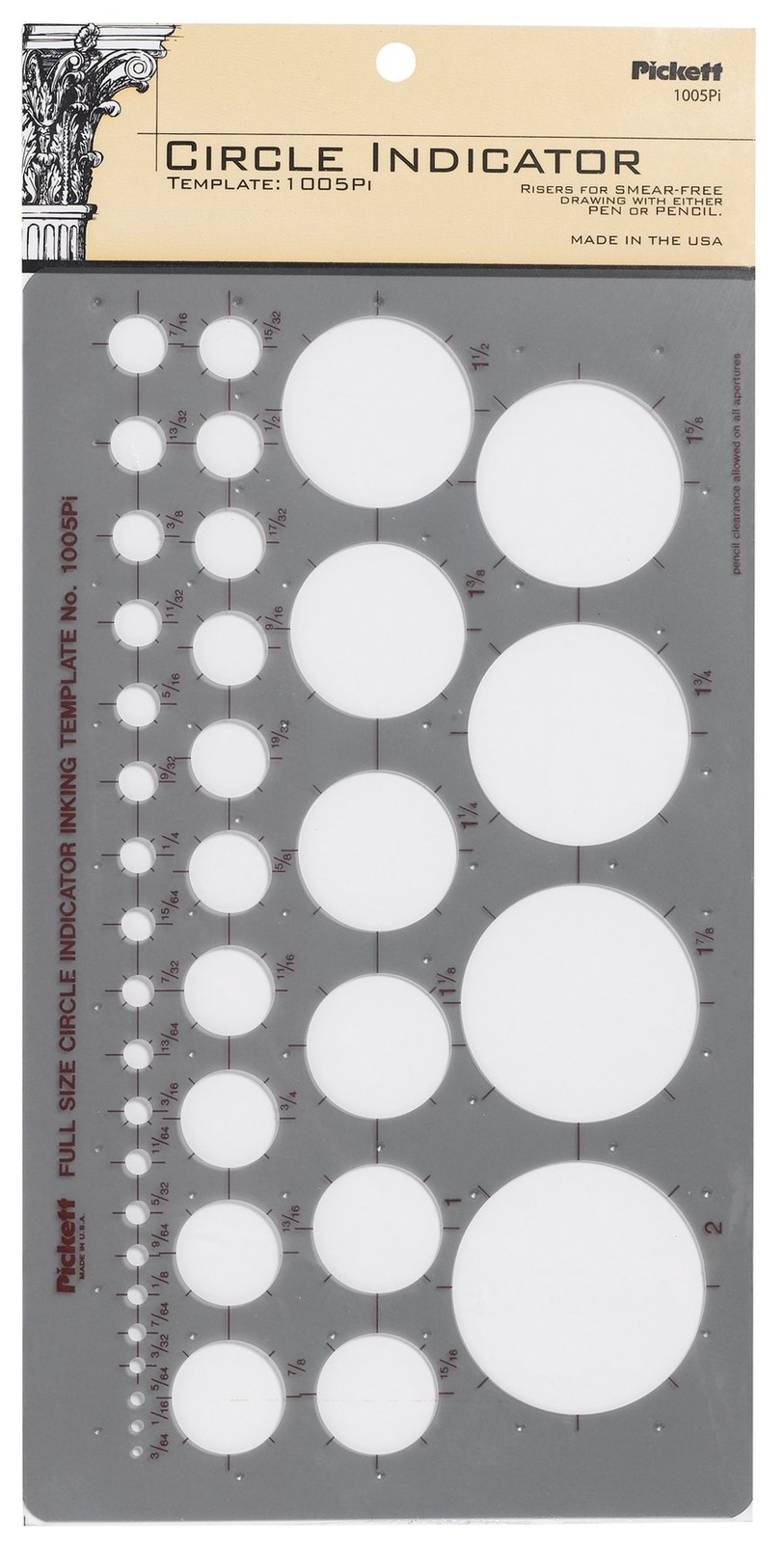 Pickett Circle Indicator Template, Range From 3/64 to 2 Inches in Diameter (1...