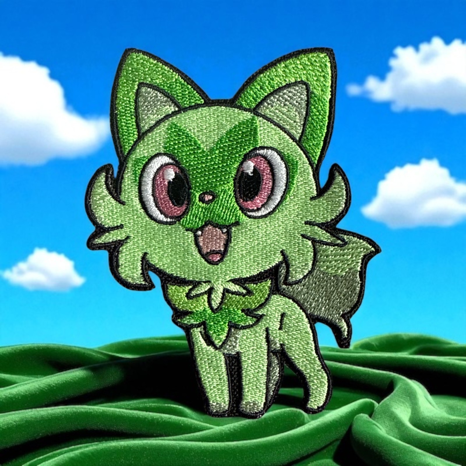 Sprigatito Pokemon Embroidery Patch 4.00" X 3.26"