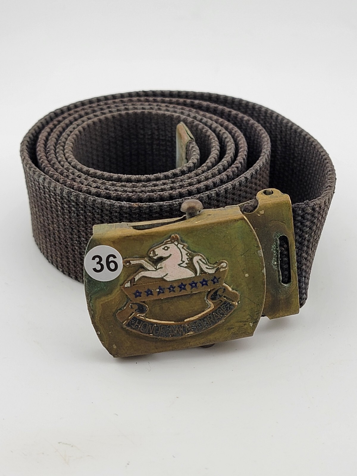 Rare Original WW2 8th Cavalry Millitary Belt Buckle With Mesh Belt. VG Condition