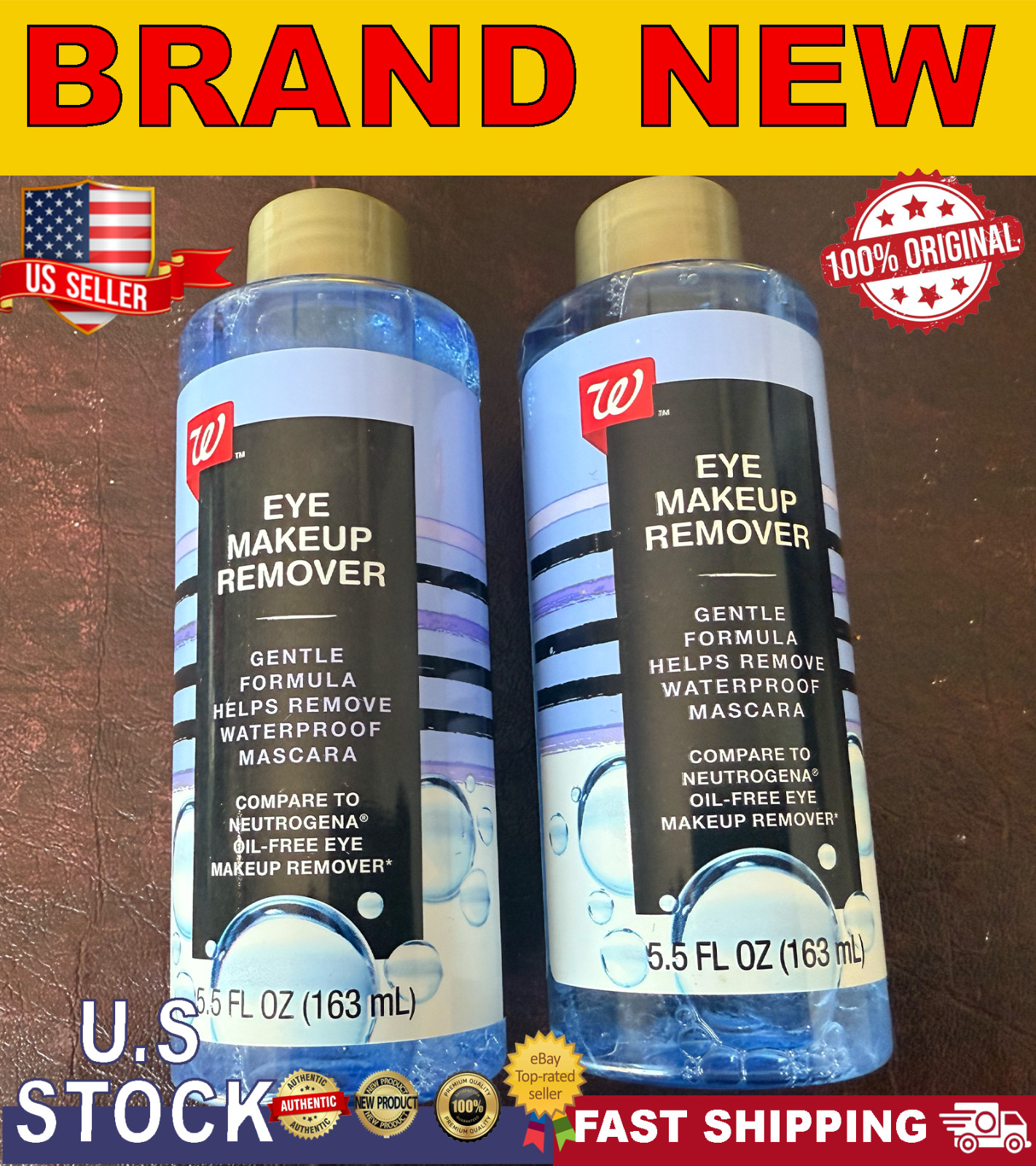 Walgreens Eye Makeup Remover- Gentle Formula Helps Reove waterproof Mascara 2 PK