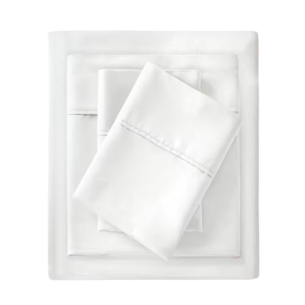 1500 Thread Count White Cotton Blend Standard Pillowcase (Set of 2)