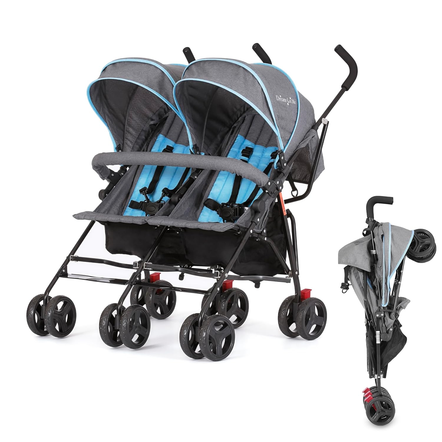 Dream on Me Volgo Twin Baby Stroller, Lightweight Side-By-Side Double Umbrella S