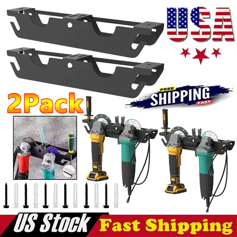 2X Angle Grinder Holder - 4 Bay Angle Grinder Rack/Stand Storage Rack Wall Mount