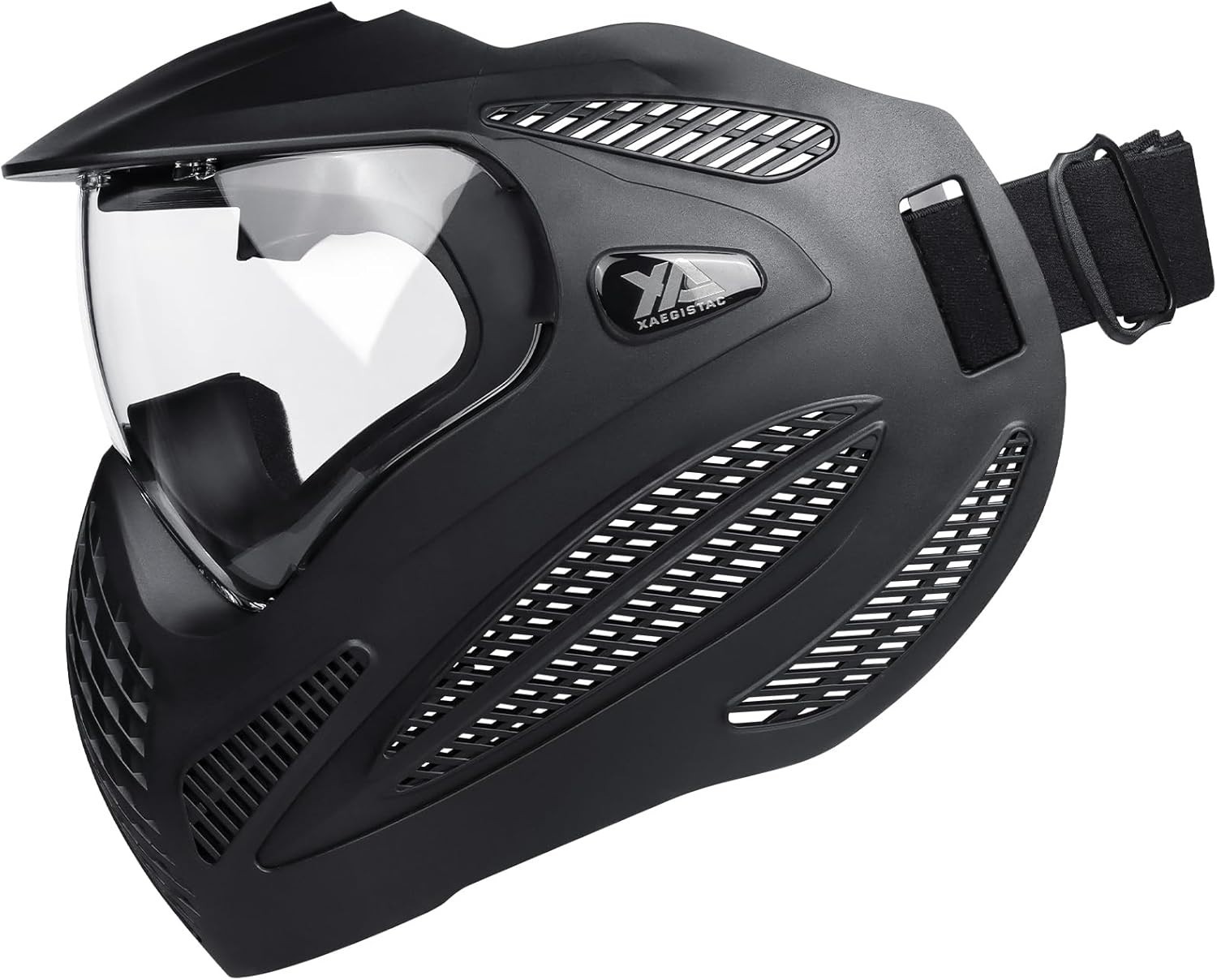 Paintball Mask-Integrated Sun Visor Airsoft Mask, Wide Field of View, Clear Lens