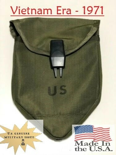 Vintage USGI OD Vietnam Tri-Fold Shovel Carrier Cover - Collectible 1971