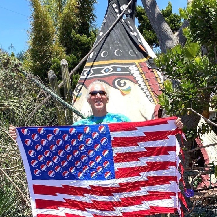 Grateful Dead Inspired Hand Batik-ed  Bolt Stars American Flag