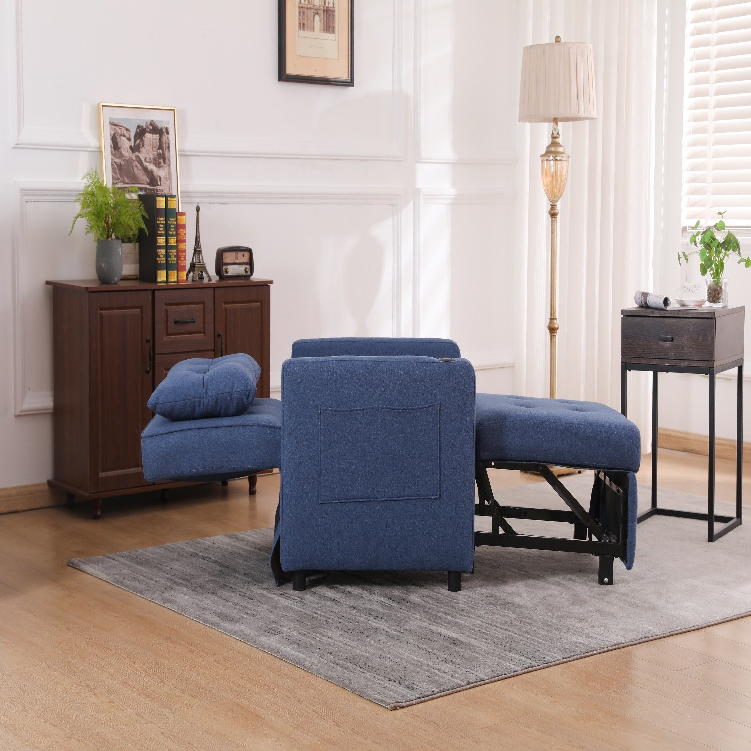 Convertible 3-in-1 Sleeper Sofa Bed Single Folding Pull Out Bed w/ USB Ports