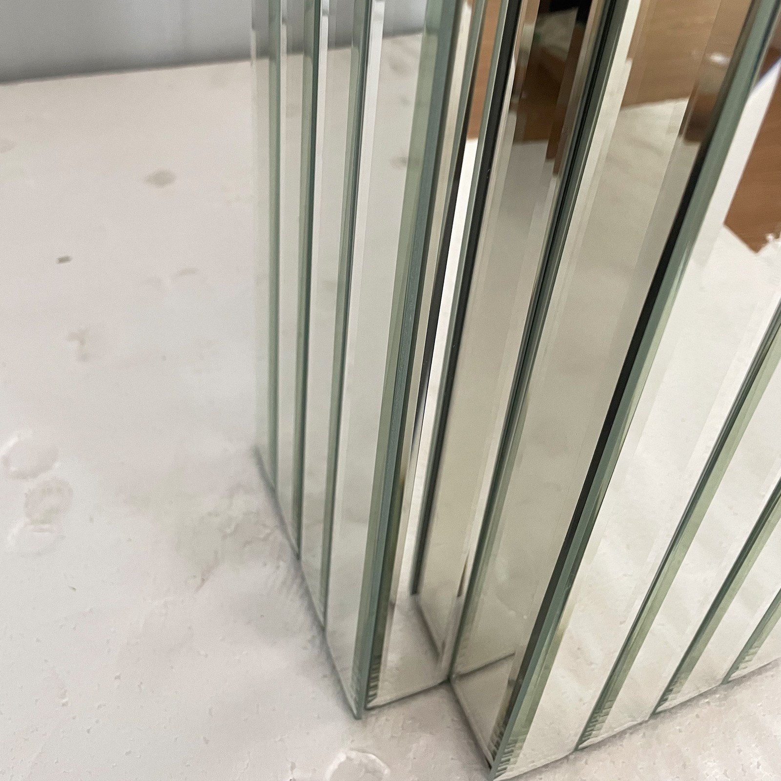 Mirrored Console Table Wide Bling Silver Mirror Entryway Desk Modern Rectangle S