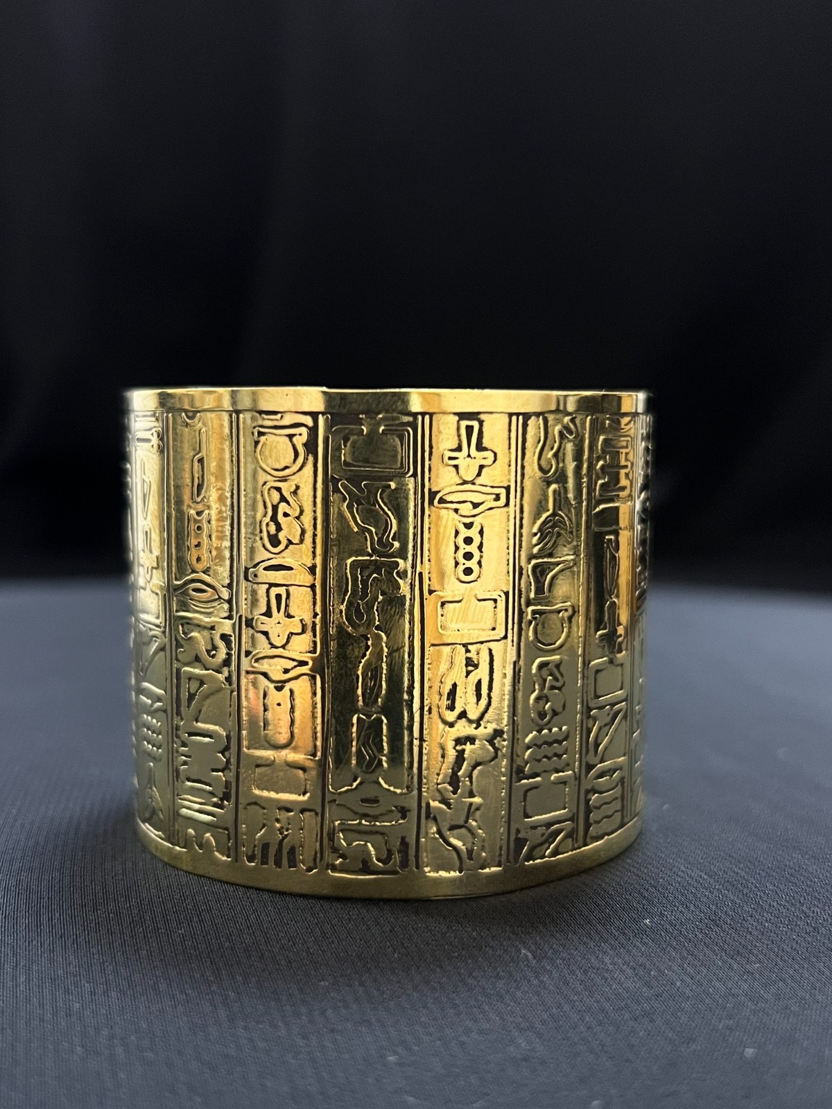 Egyptian Hieroglyphic Cuff Bracelet | Wide Pharaoh-Inspired Bangle